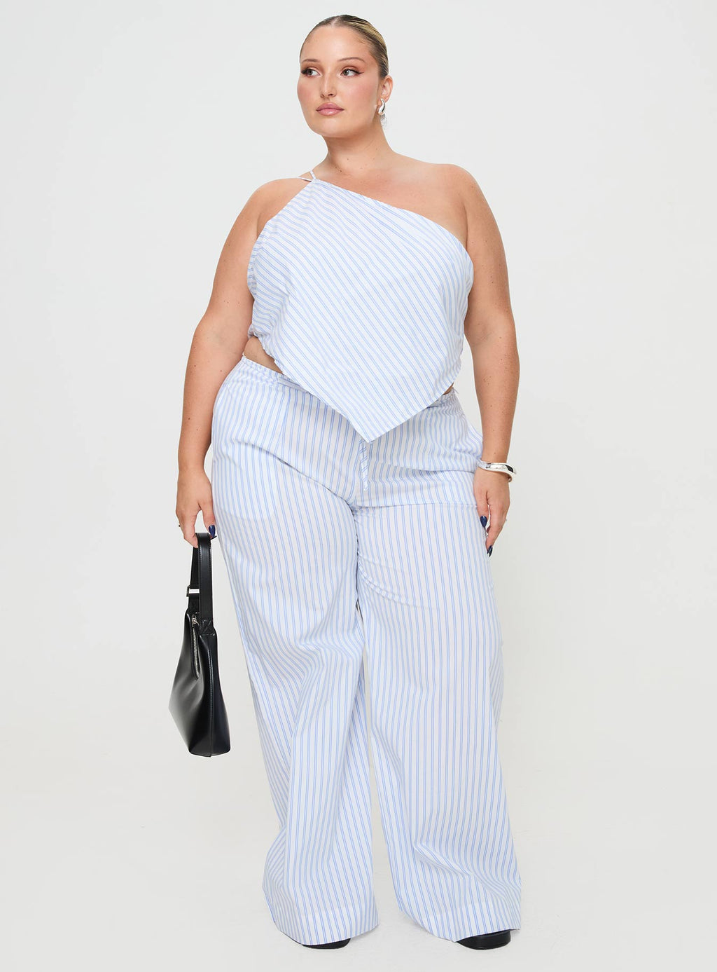 Collied Low Rise Pants Blue / White Stripe Curve