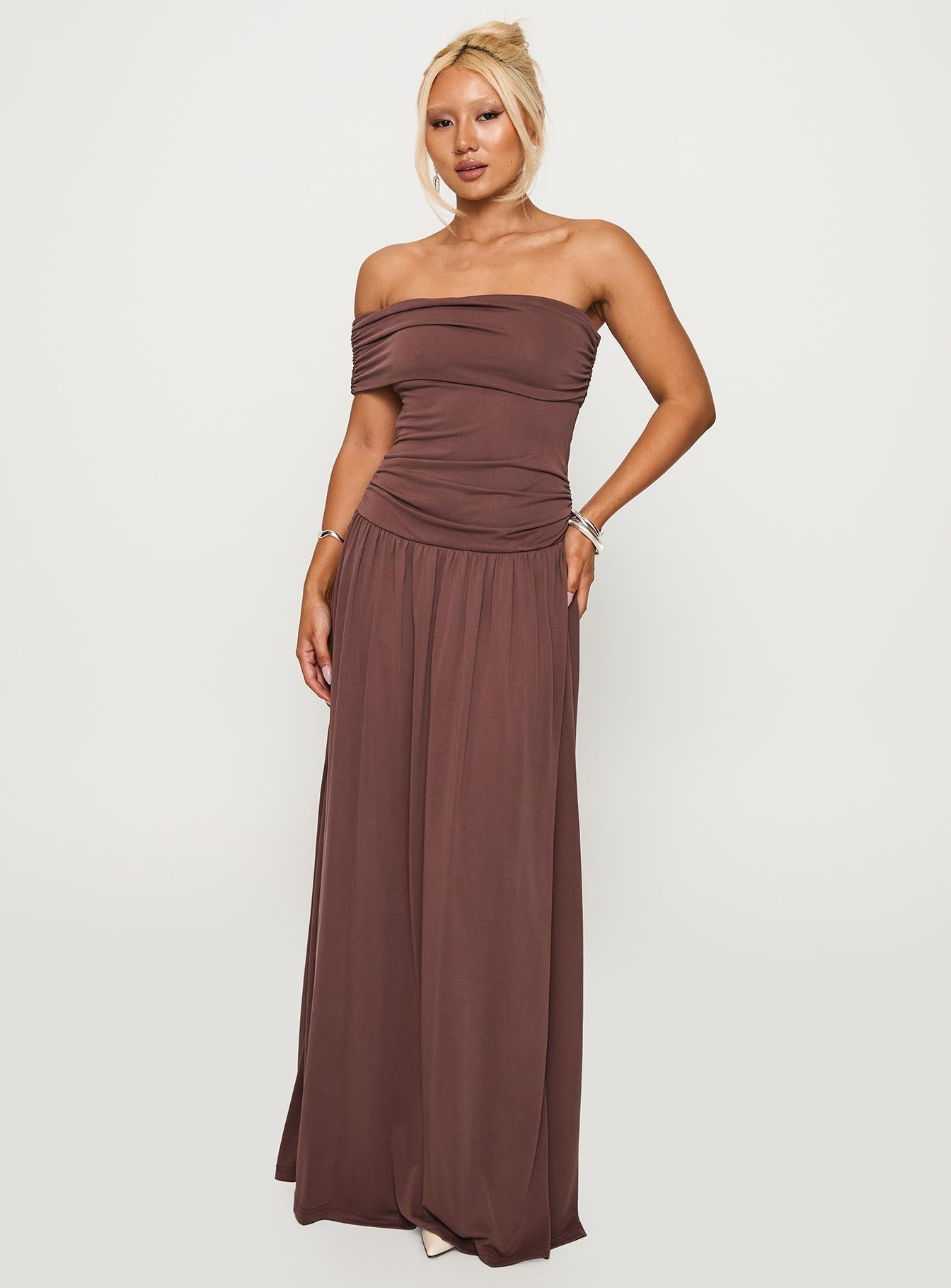 Decadence Strapless Maxi Dress Brown