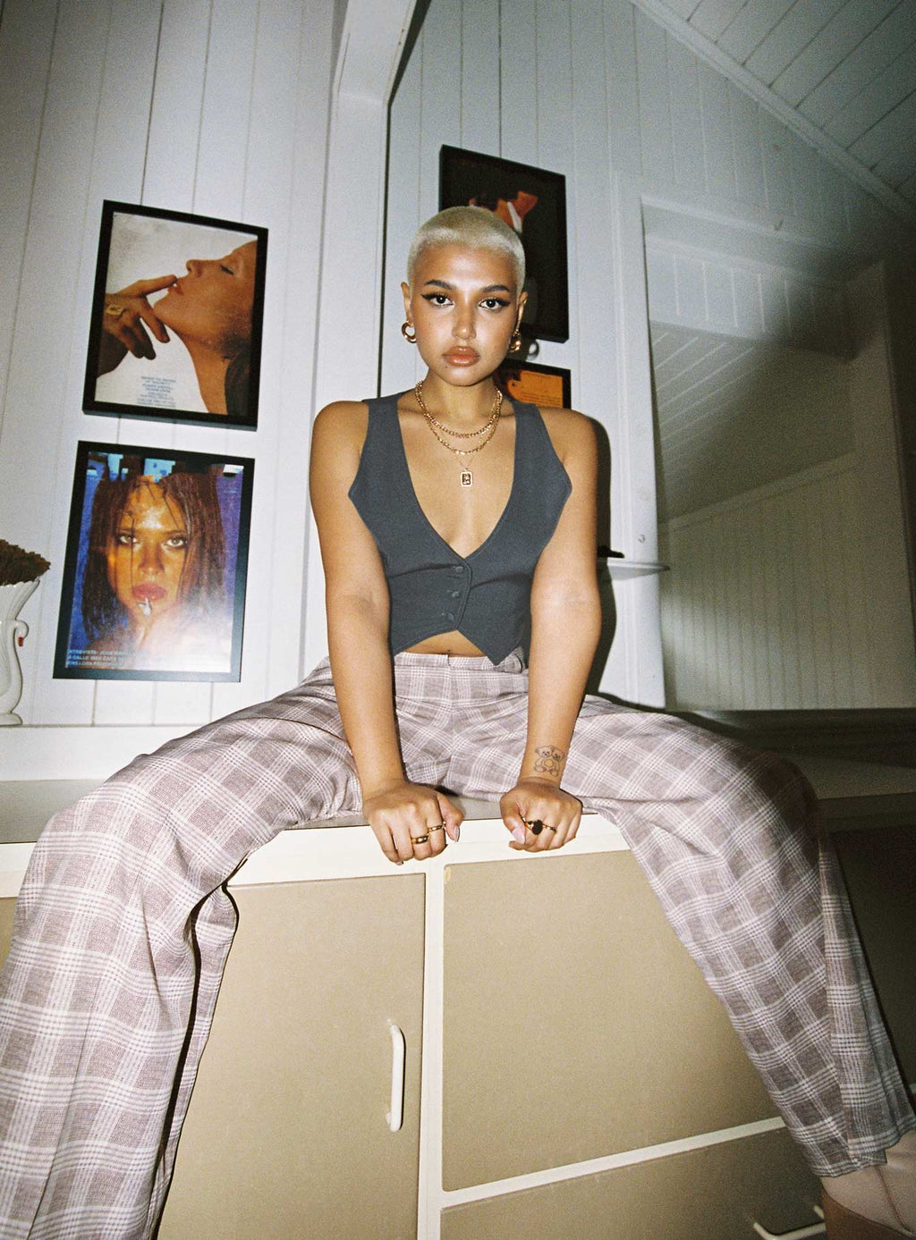 Mulholland Pants Beige Plaid