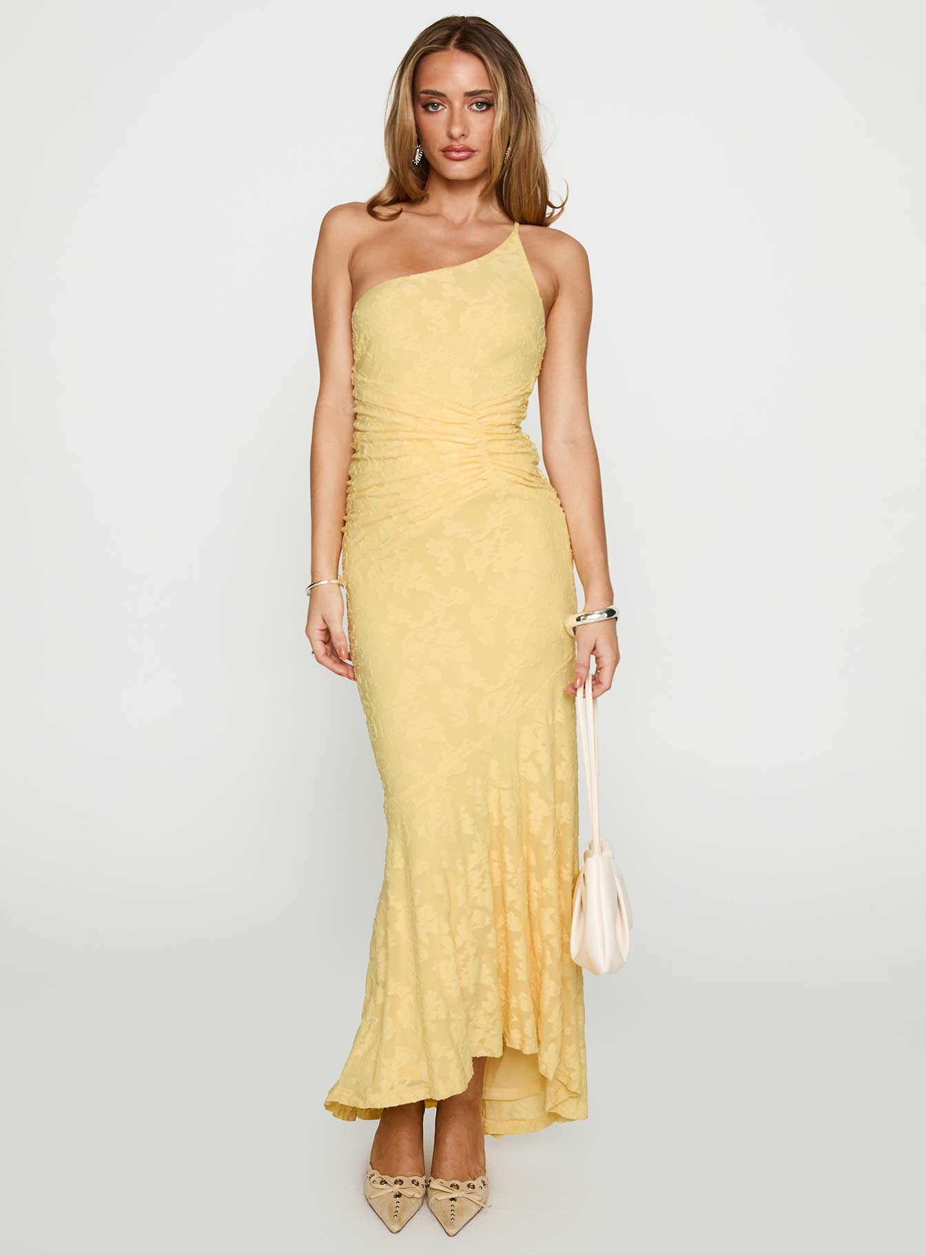 Starlights One Shoulder Maxi Dress Lemon