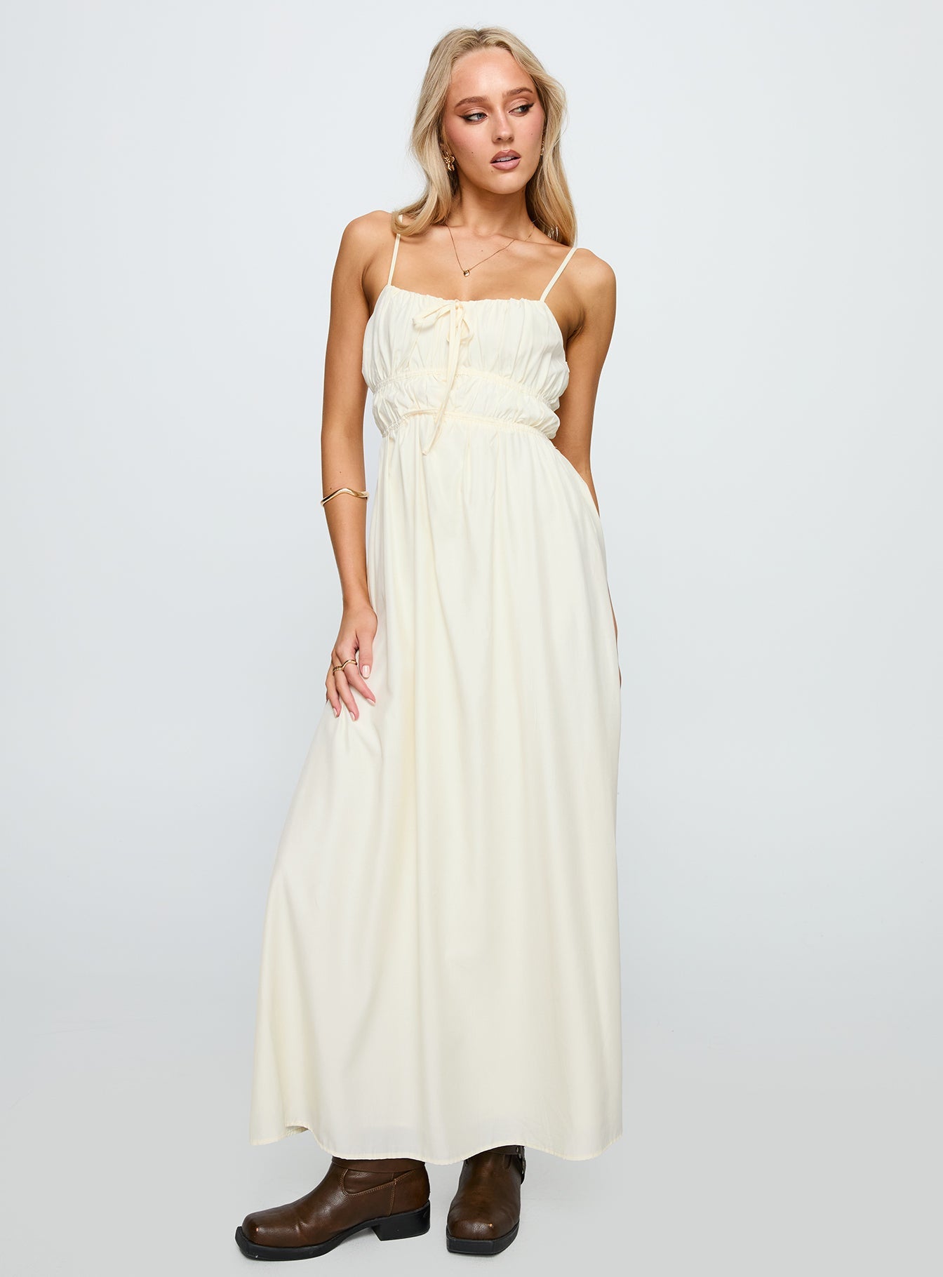 Violeta Tiered Maxi Dress Cream