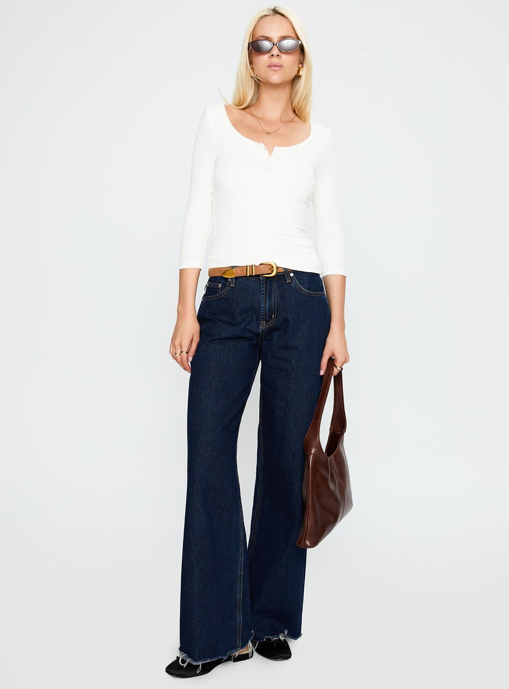 Desirae 3/4 Sleeve Top White