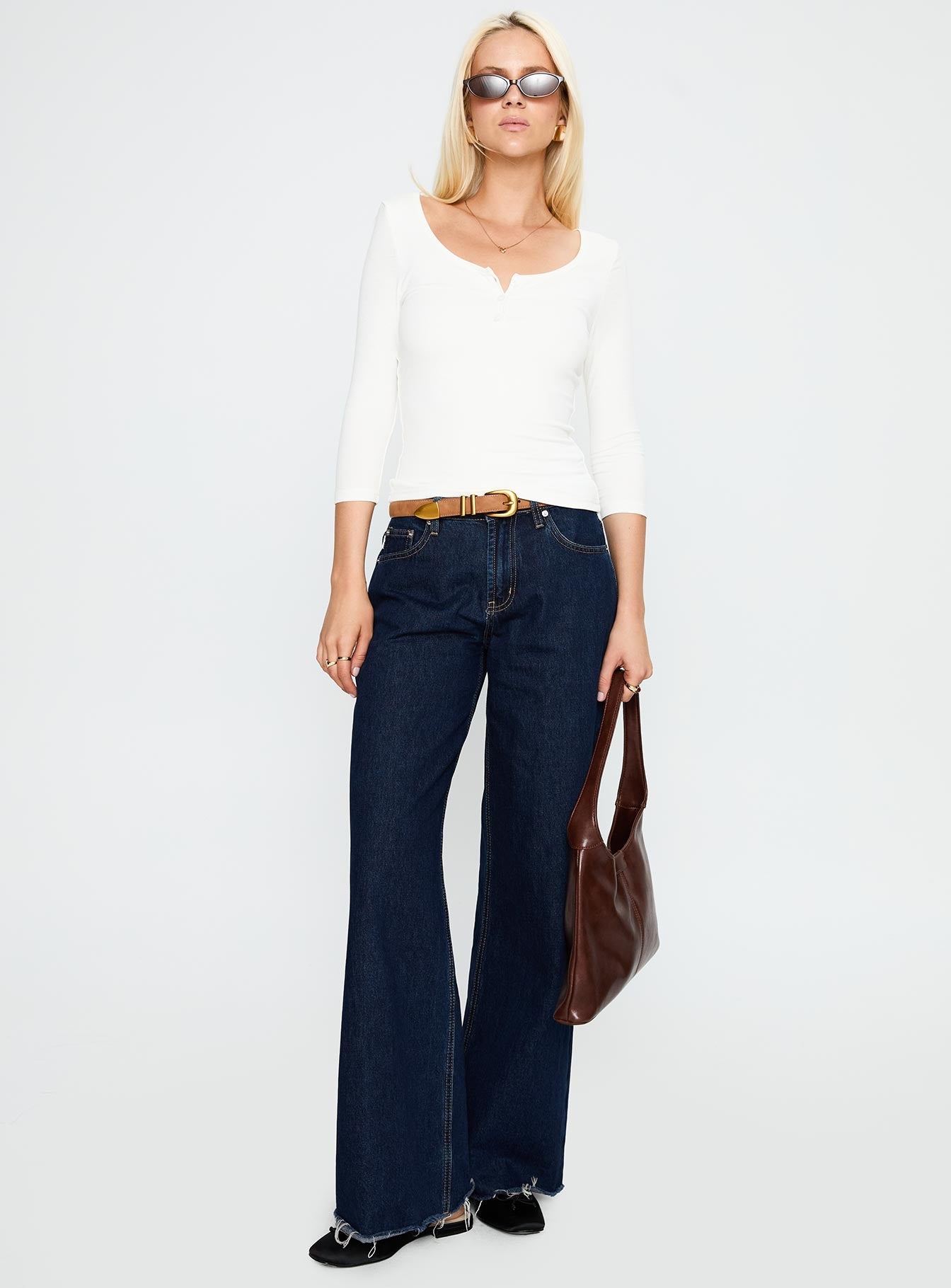 Desirae 3/4 Sleeve Top White