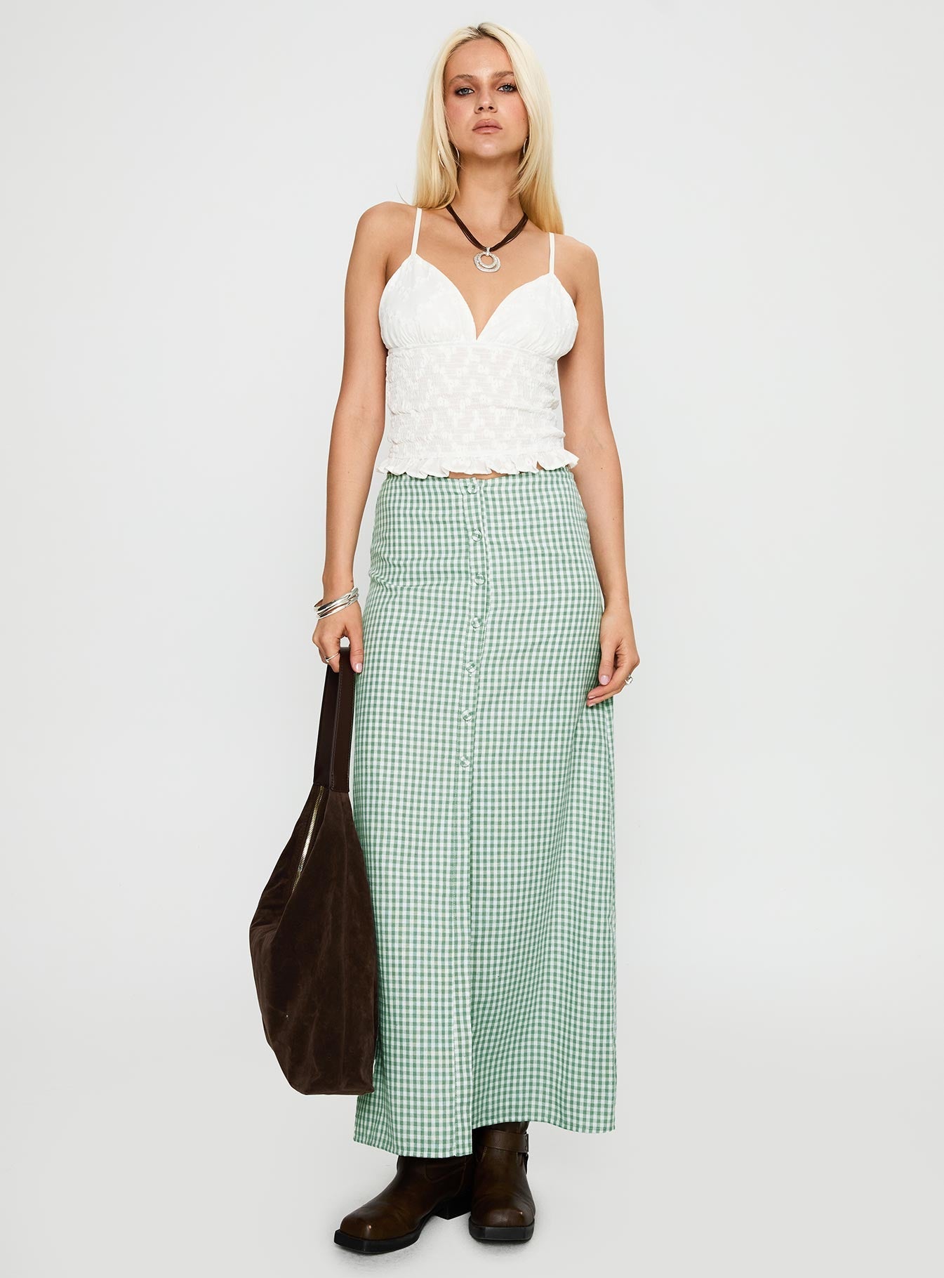 Macadamia Maxi Skirt Green / White