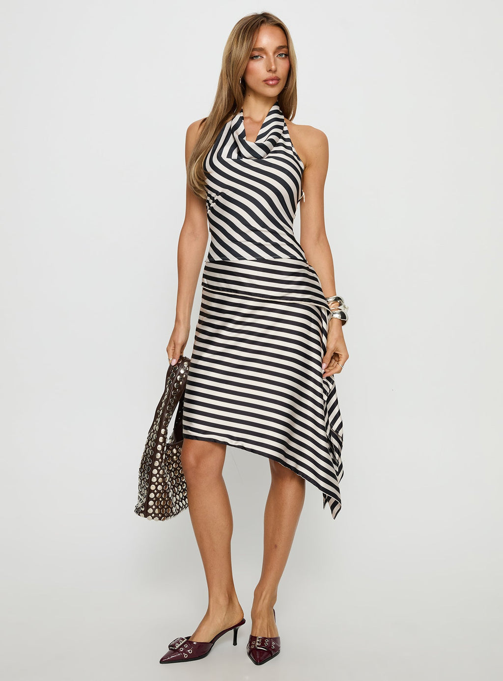 Allure Midi Skirt Noir Stripe