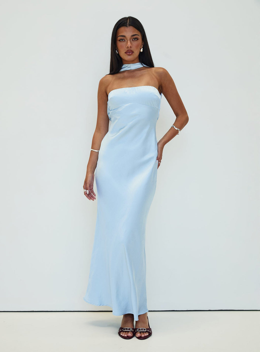 Legacies Strapless Maxi Dress Icy Blue Petite