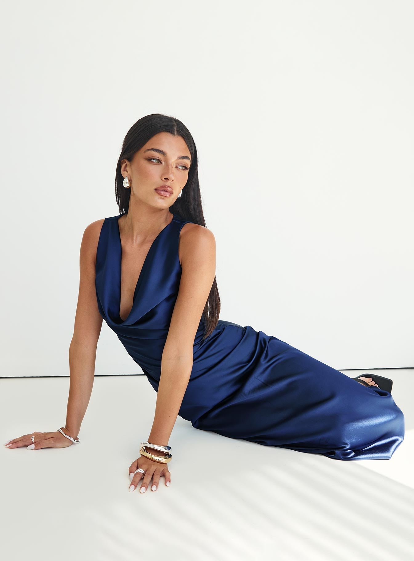 Soprano Plunge Maxi Dress Navy