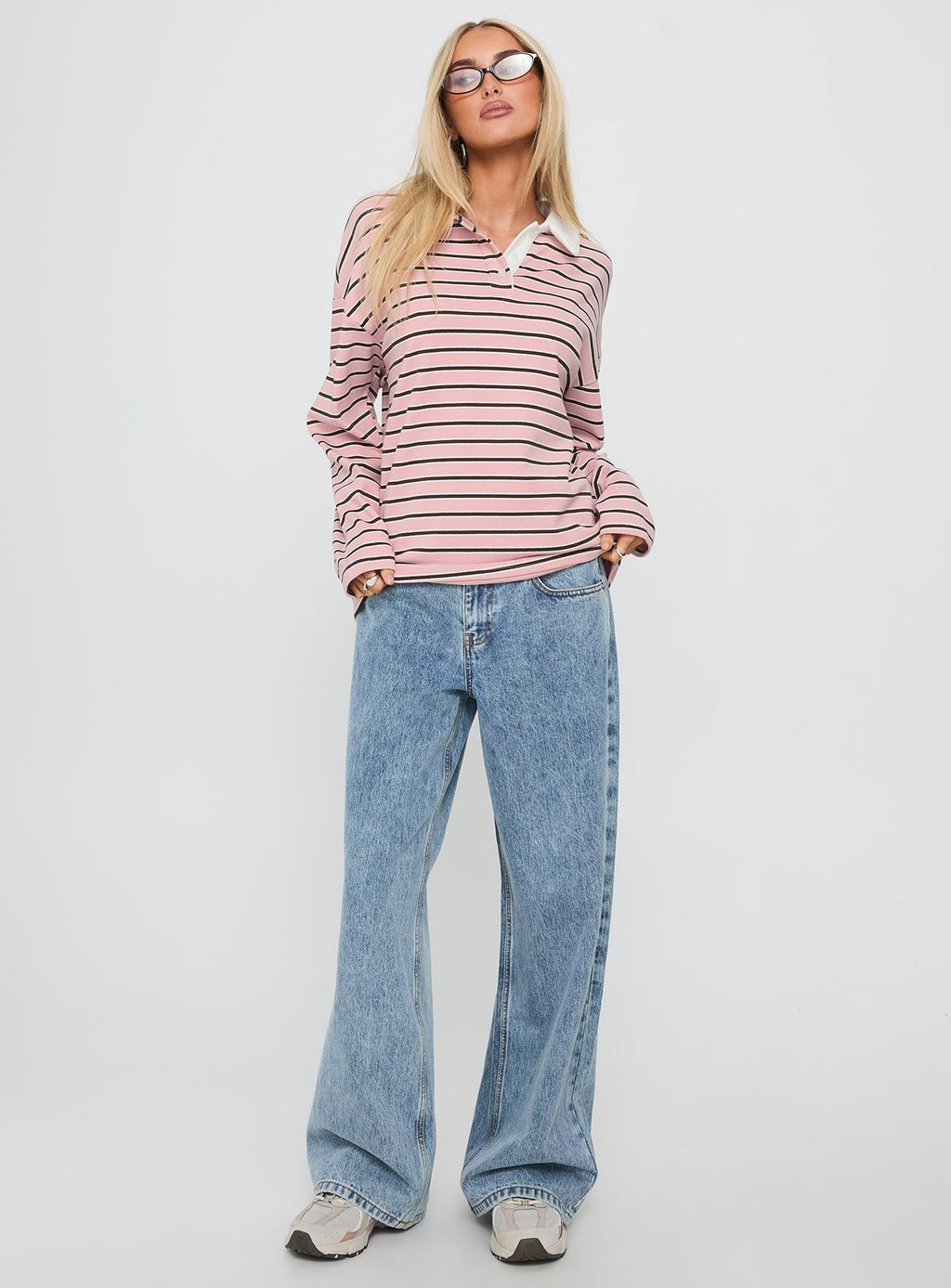 High Regard Collared Jersey Pink Stripe