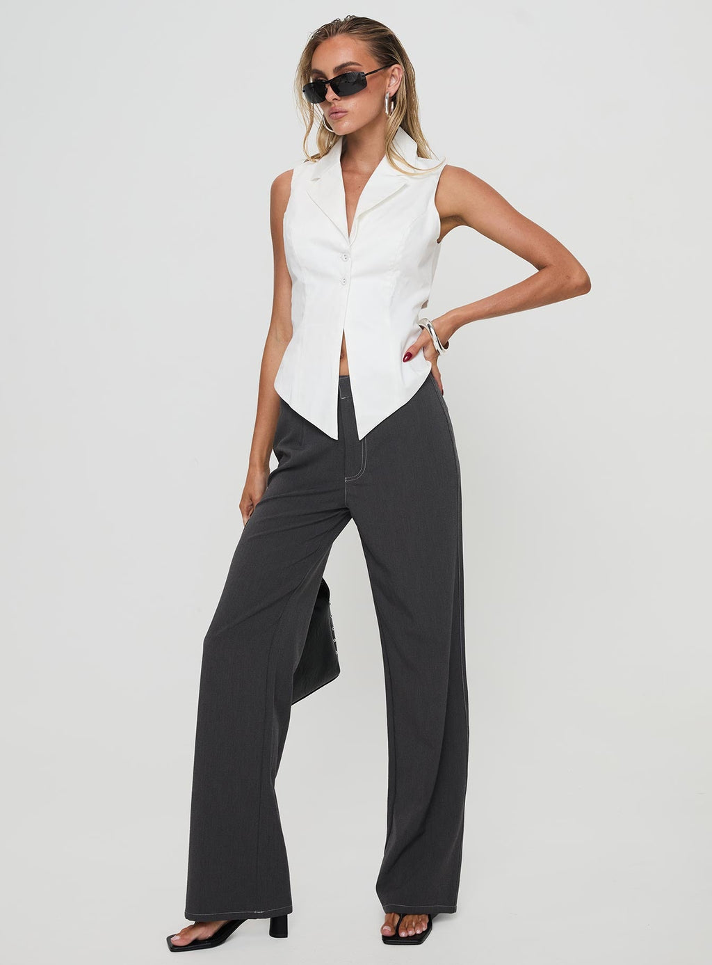 Campus Long Line Vest White