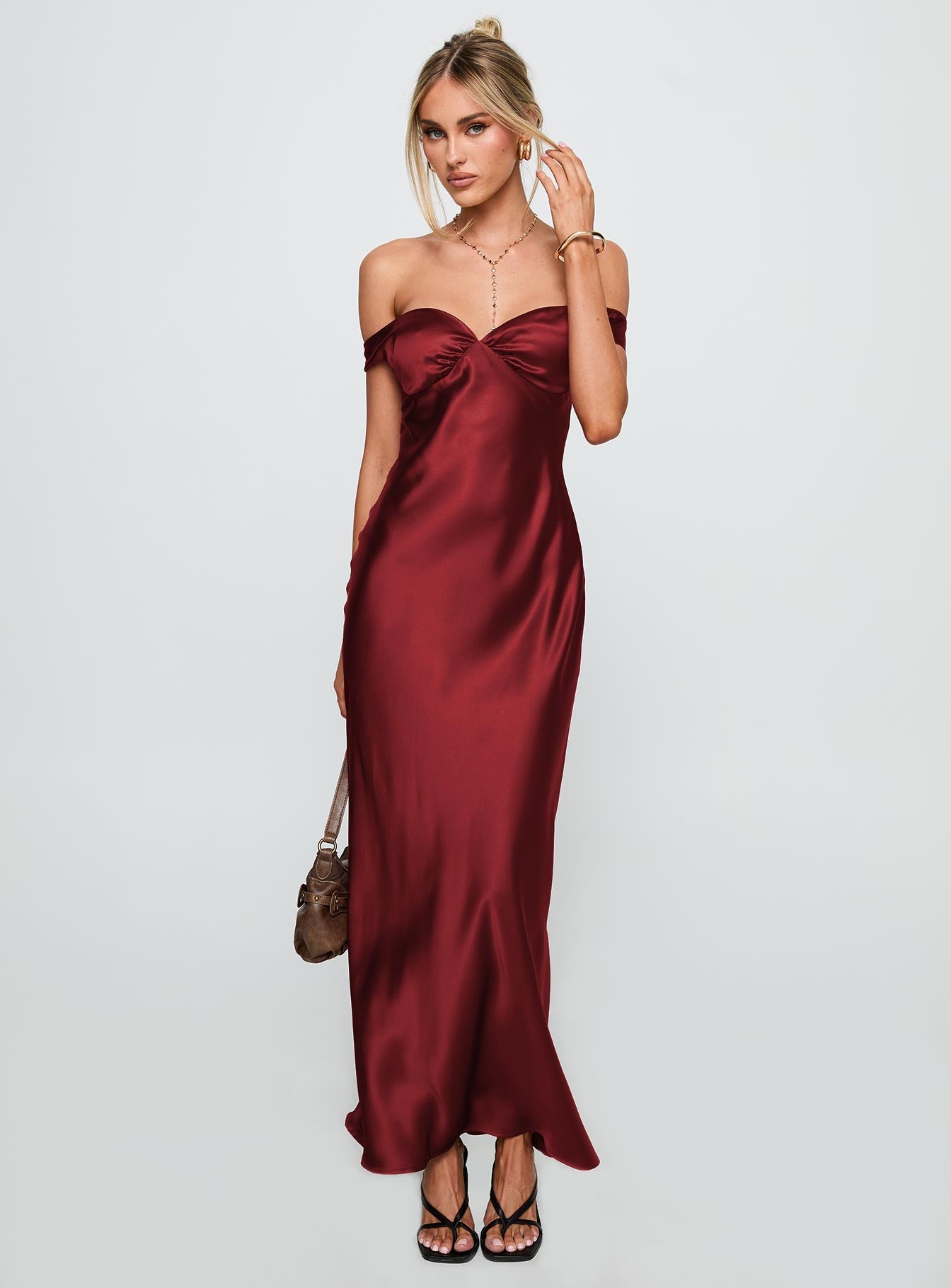 Heartthrobs Off The Shoulder Maxi Dress Red