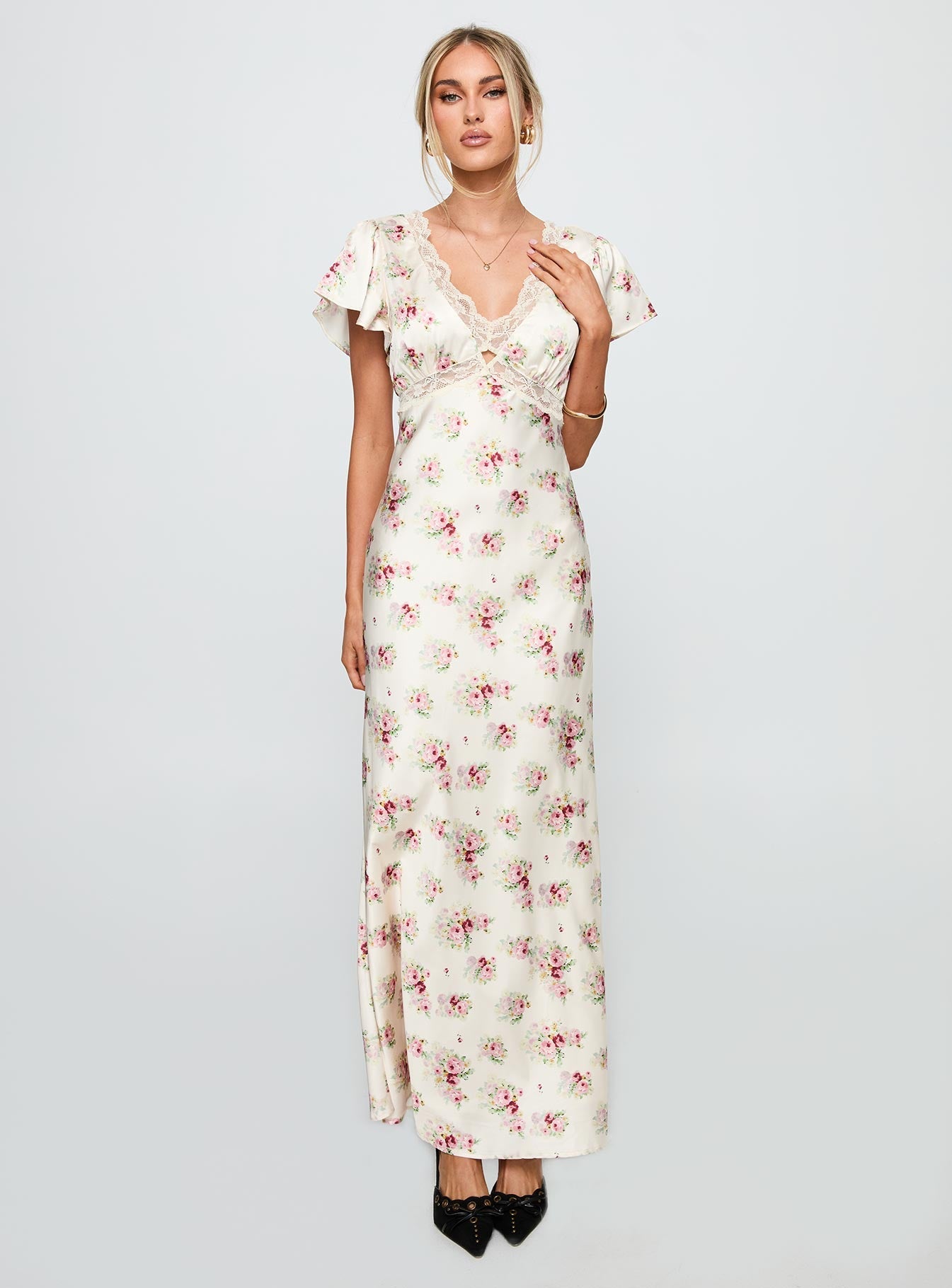 Miraselle Maxi Dress Cream Floral