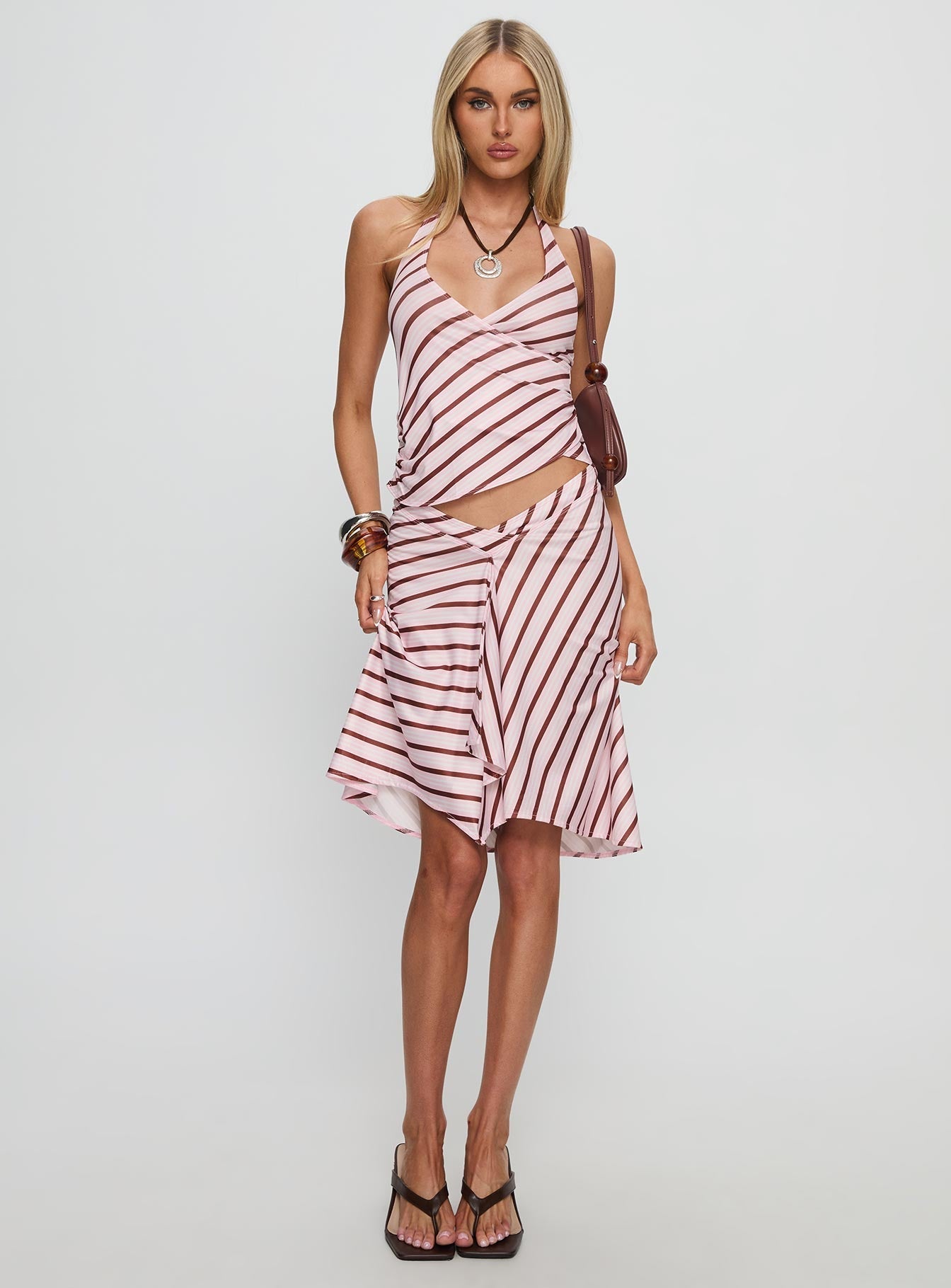 Esmeray Midi Skirt Pink Stripe