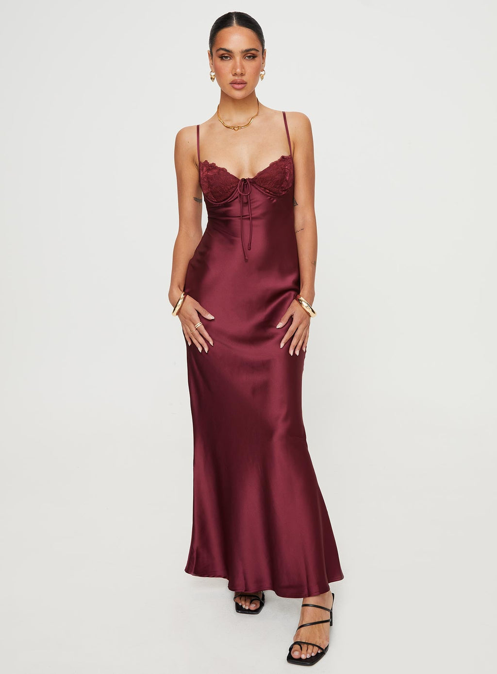 Fadyen Bias Cut Maxi Dress Burgundy