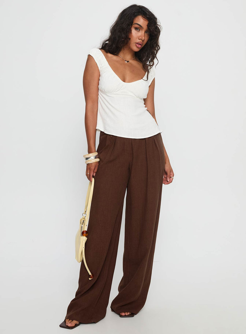 Vianca Low Rise Linen Pant Chocolate