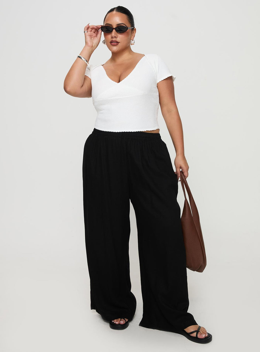 Louis Linen Blend Pants Black Curve