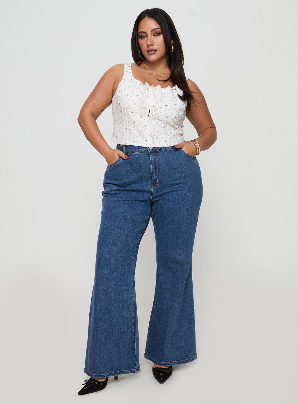 Lucille High Rise Flared Jeans Mid Wash Curve