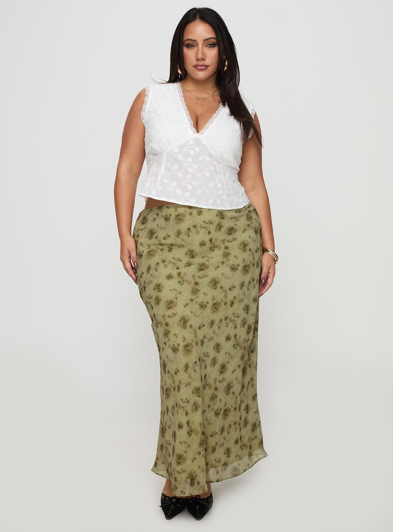 Piazia Maxi Skirt Green Curve