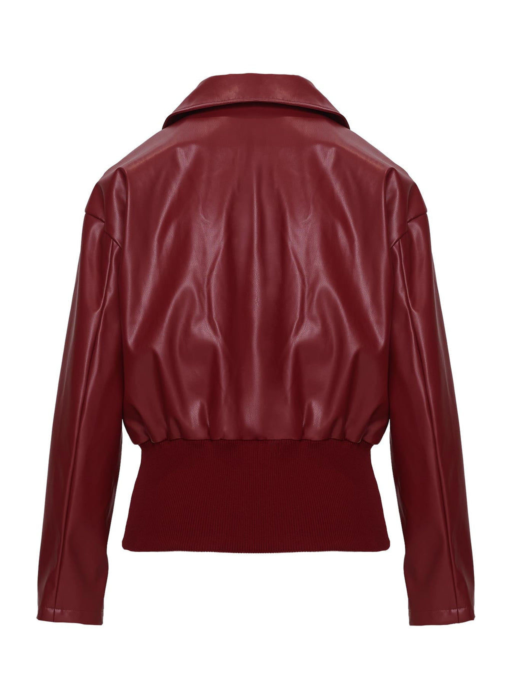Radio On Blast Faux Leather Bomber Jacket Red
