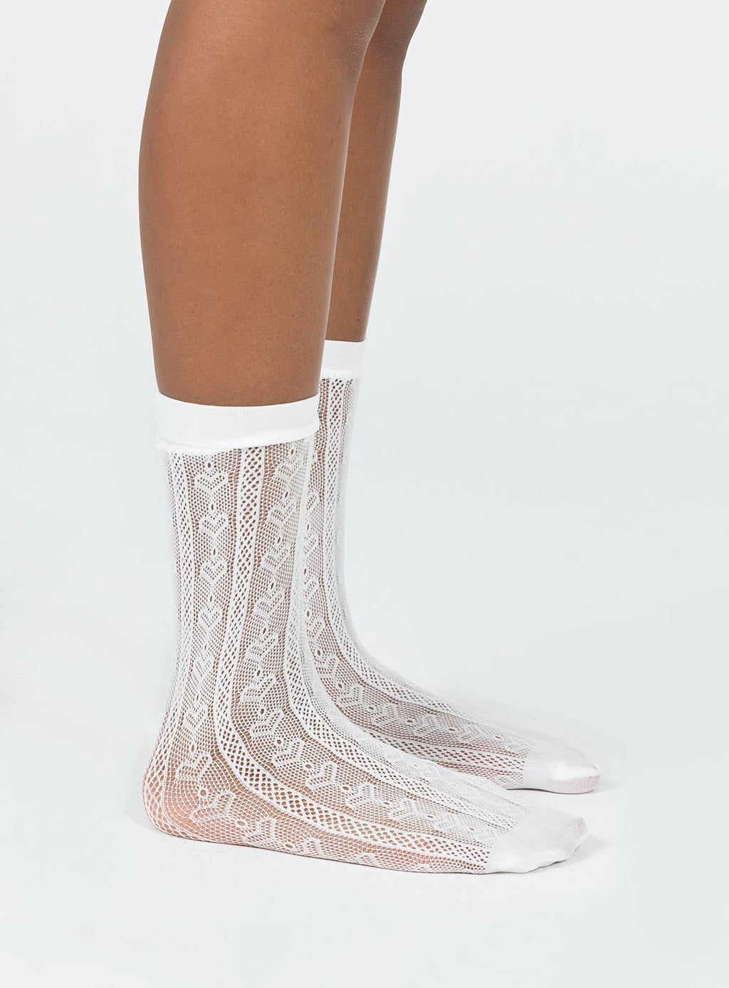 Yelena Heart Socks White