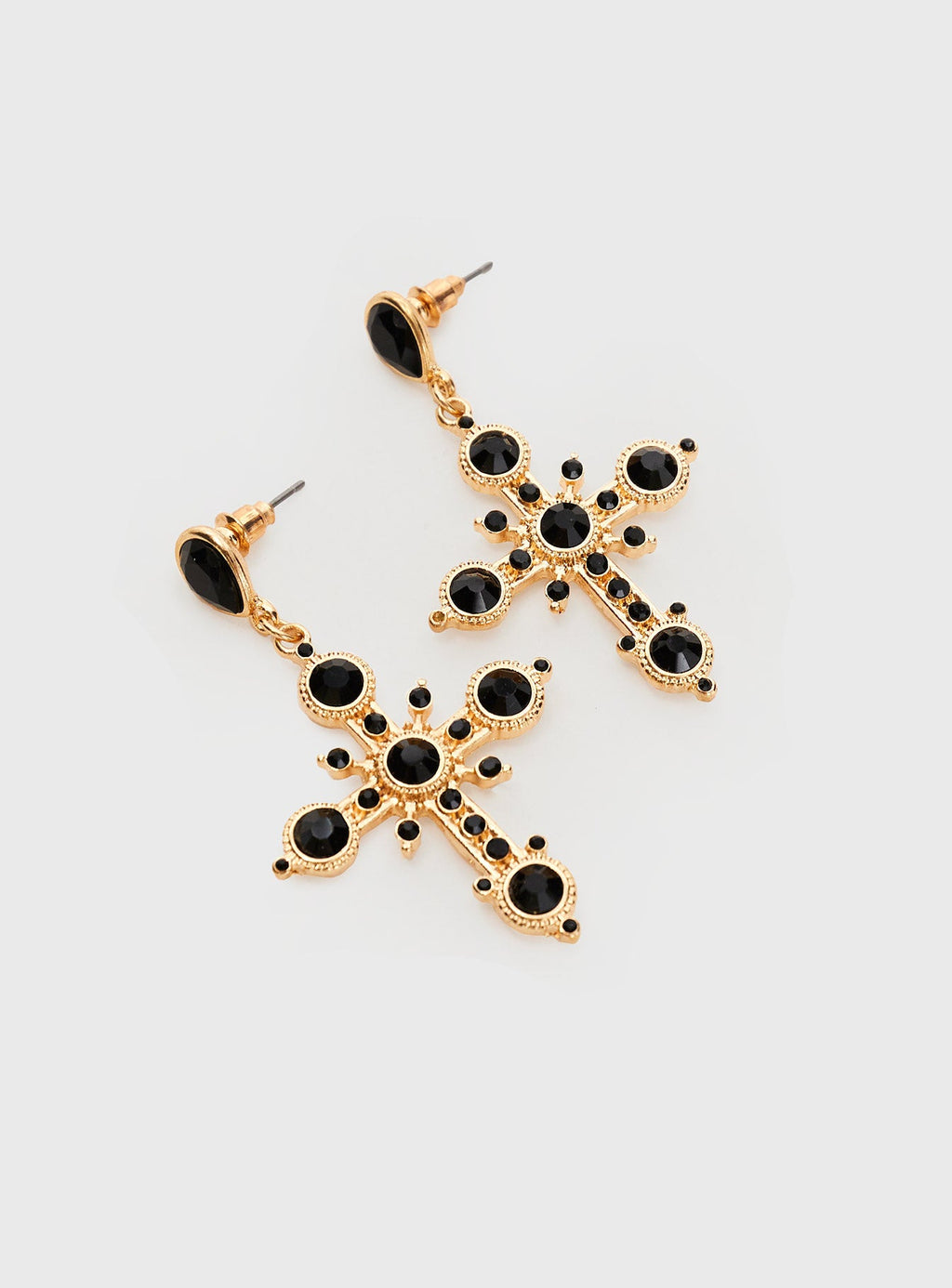 Mako Cross Earrings Gold / Black