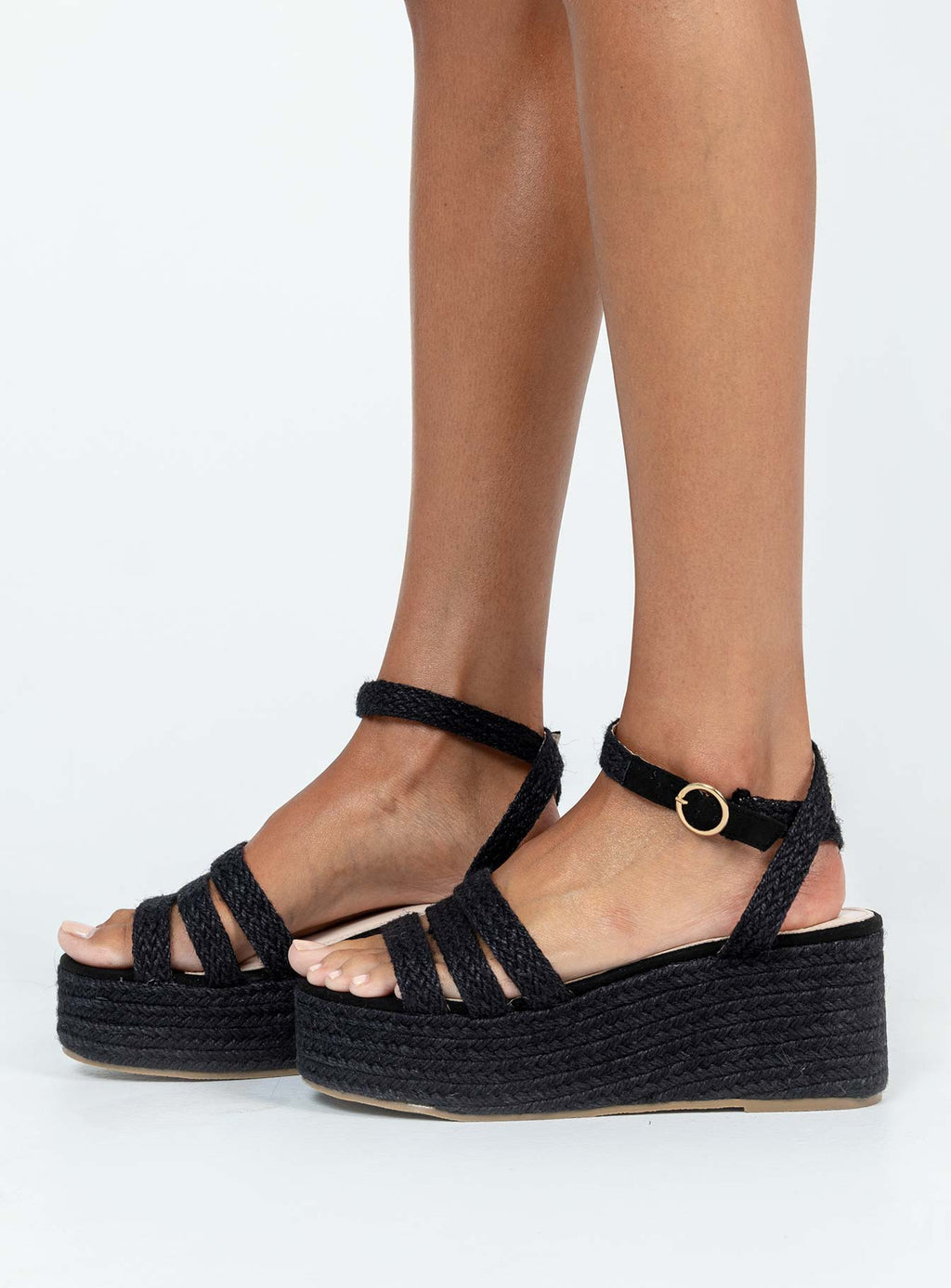 Tavo Espadrille Platform Sandals Black