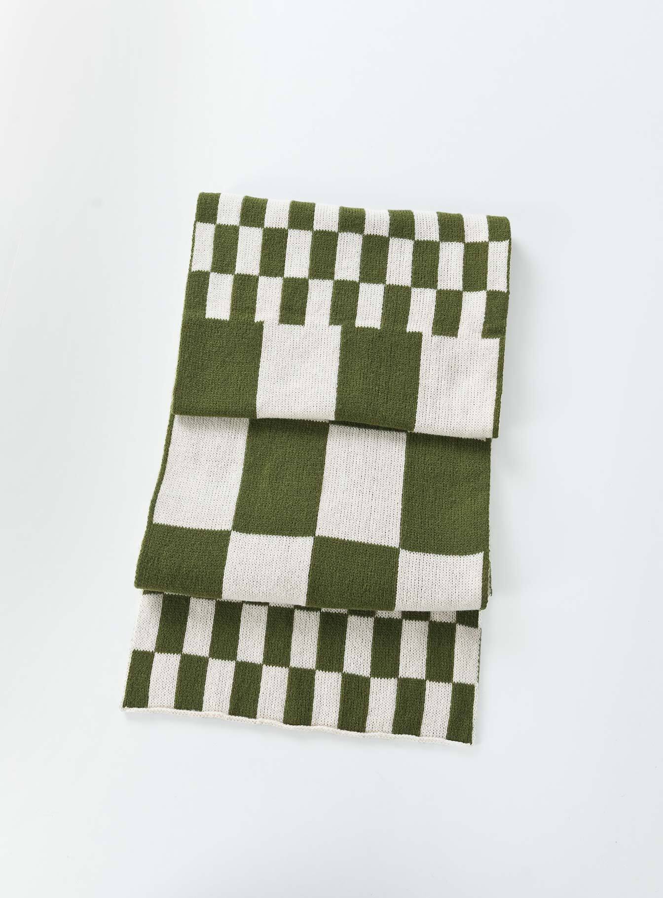 Sage Check Scarf Green / White
