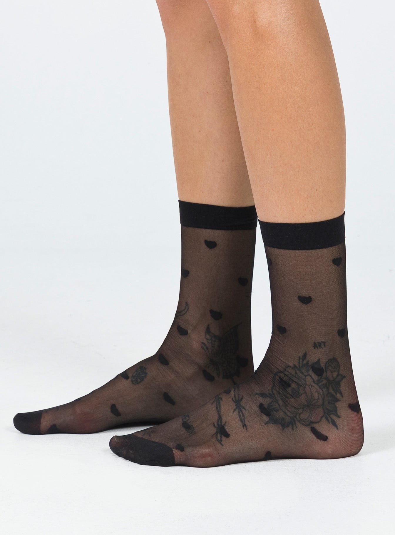 Cianno Heart Stocking Socks Black