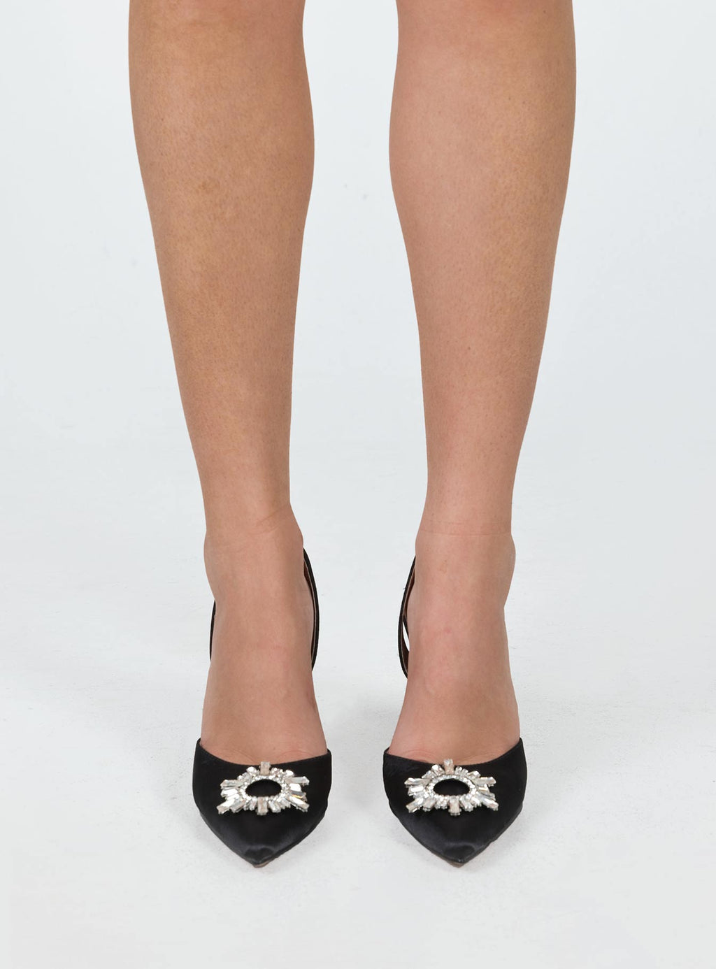 Alena Jewel Slingback Heels Black