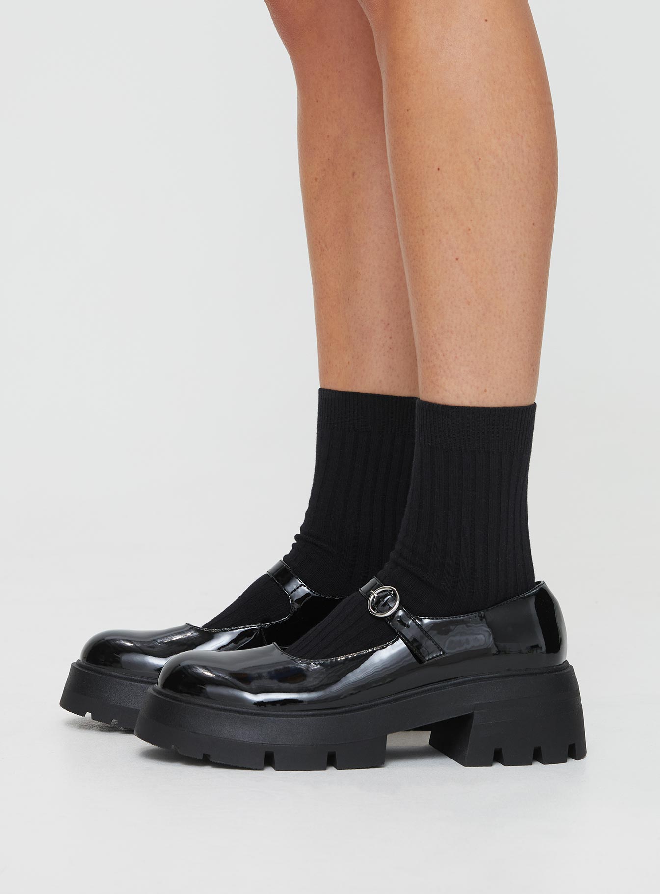 Ellie Mary Jane Heels Black Patent