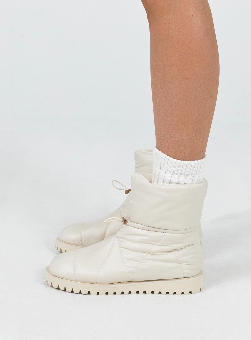 Higgins Quilted Ankle Boots Beige