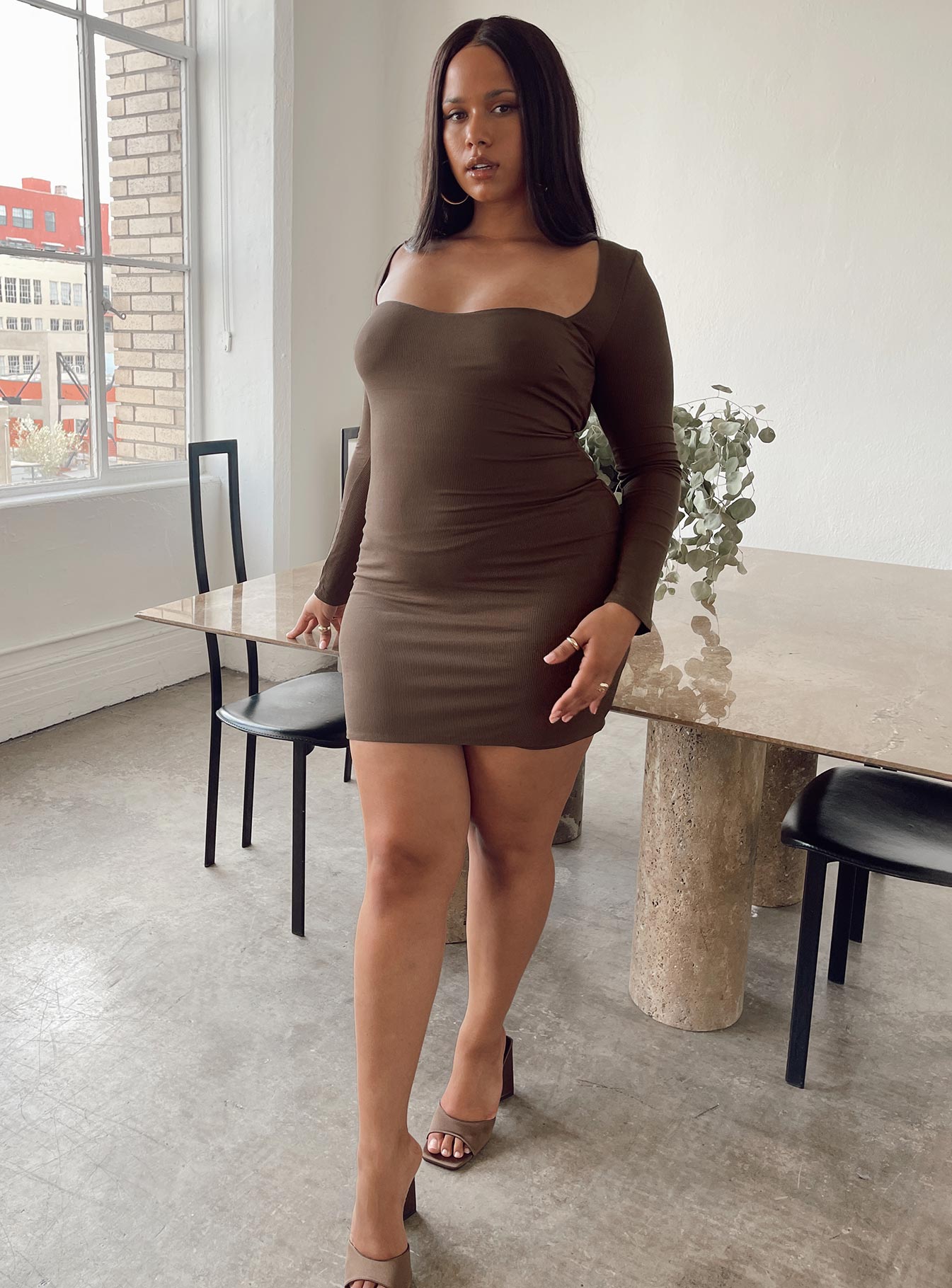 Nolan Mini Dress Brown Curve