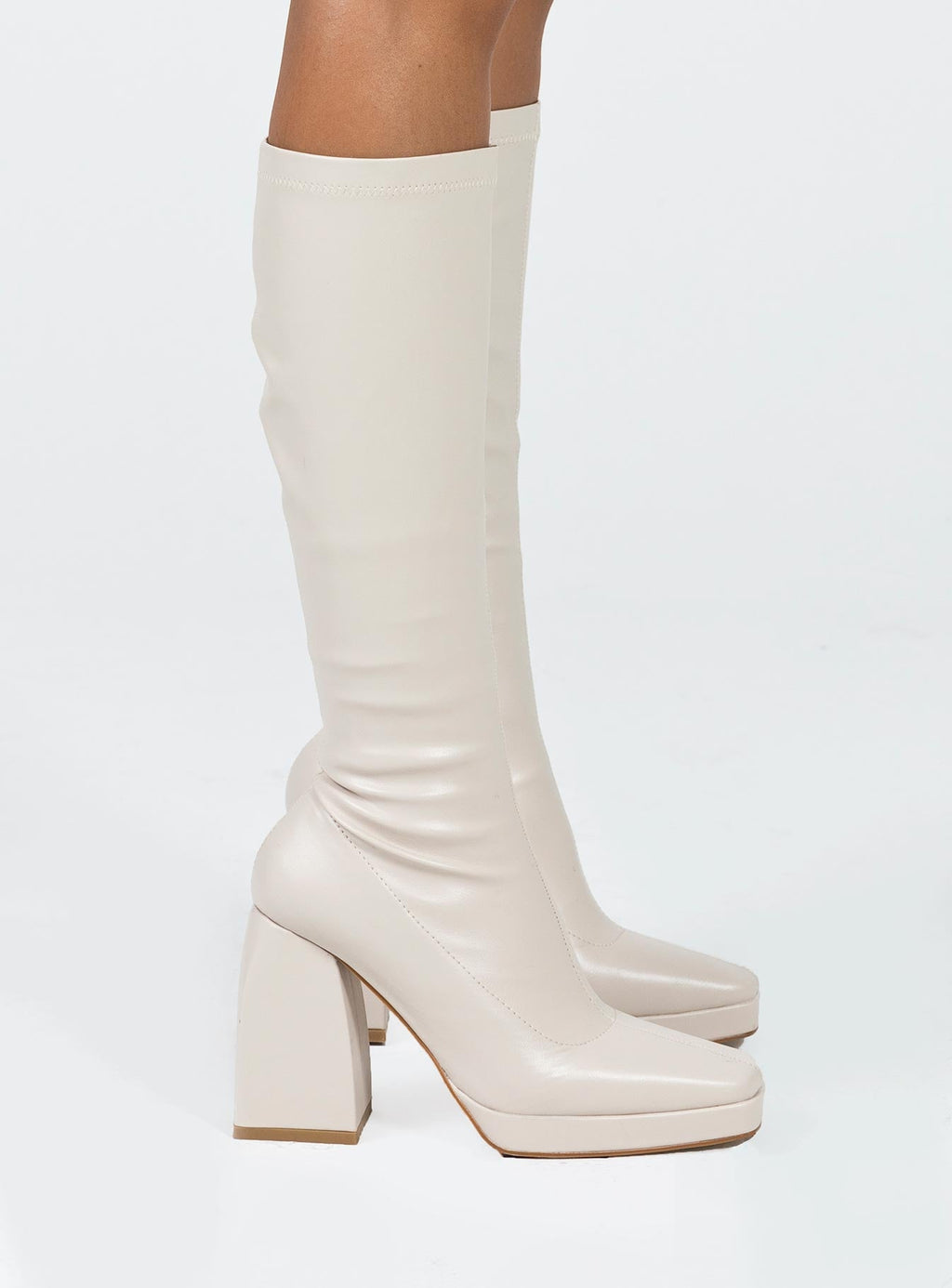 Zayas Knee High Boots Beige