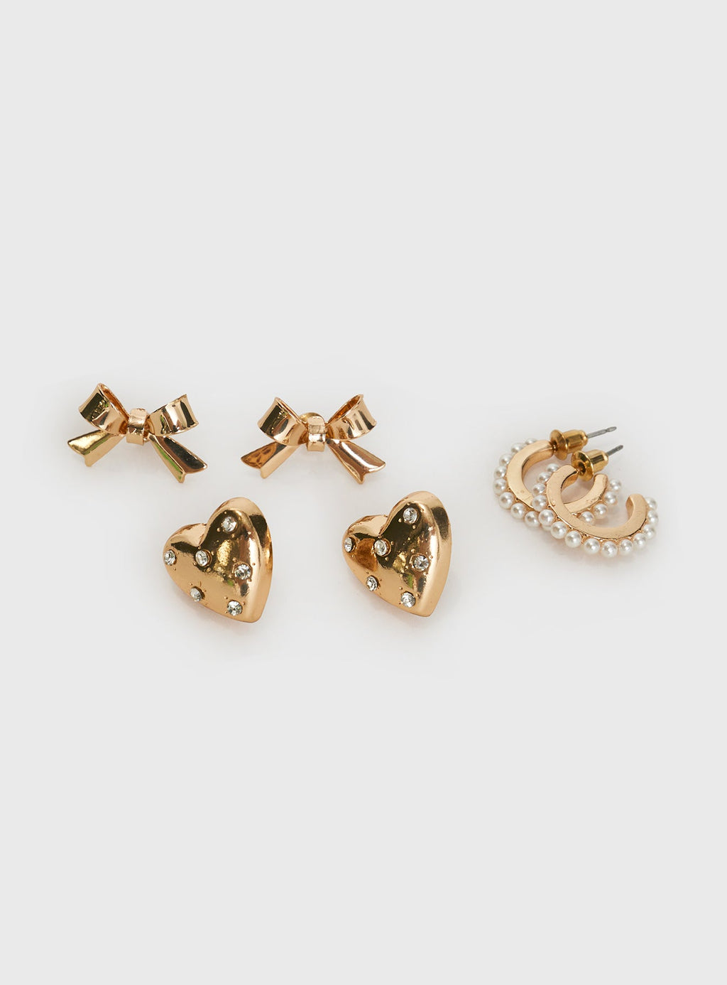 Bows & Hearts Earring Pack Gold