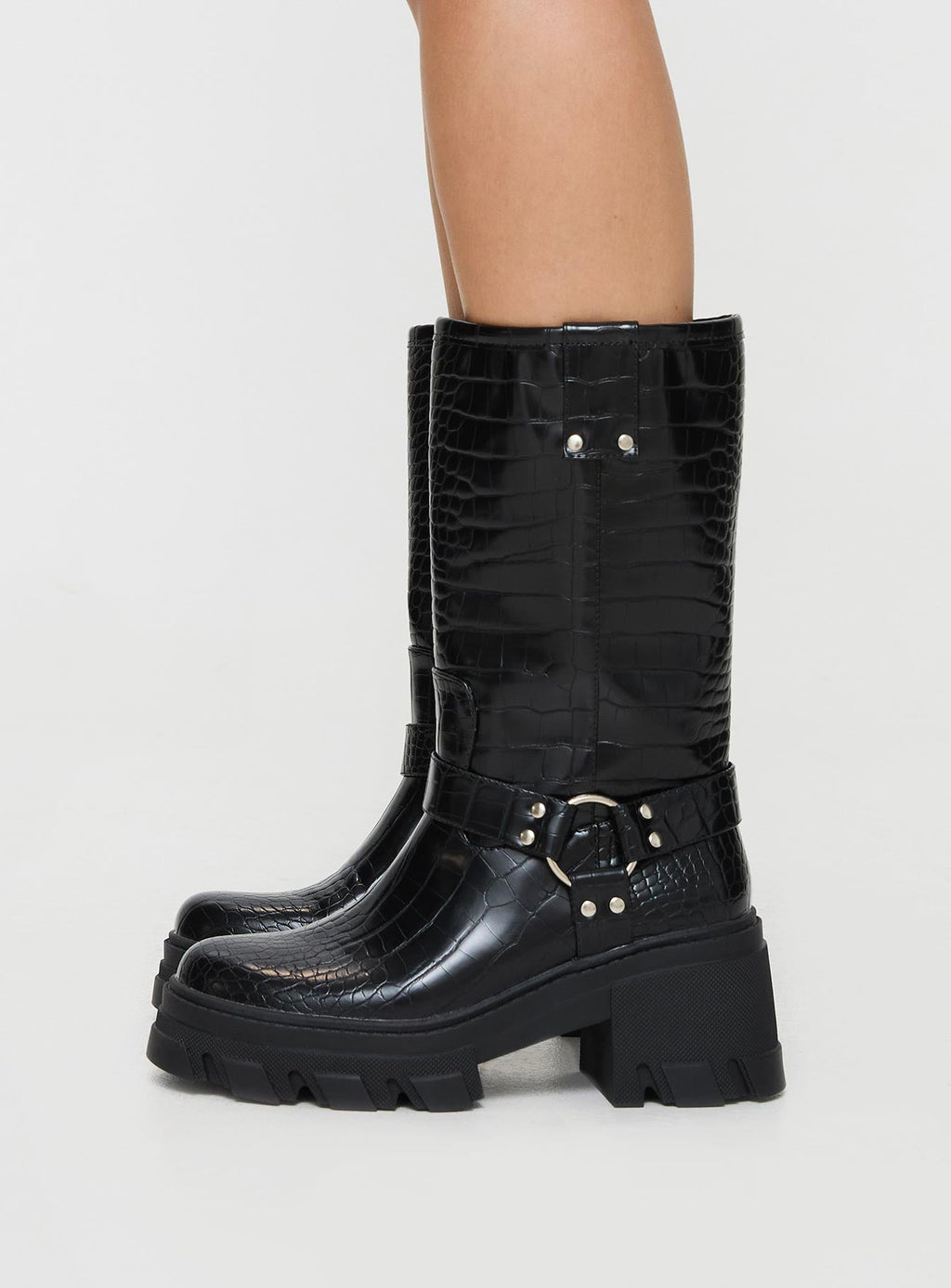 Boyfriend Boots Black Croc
