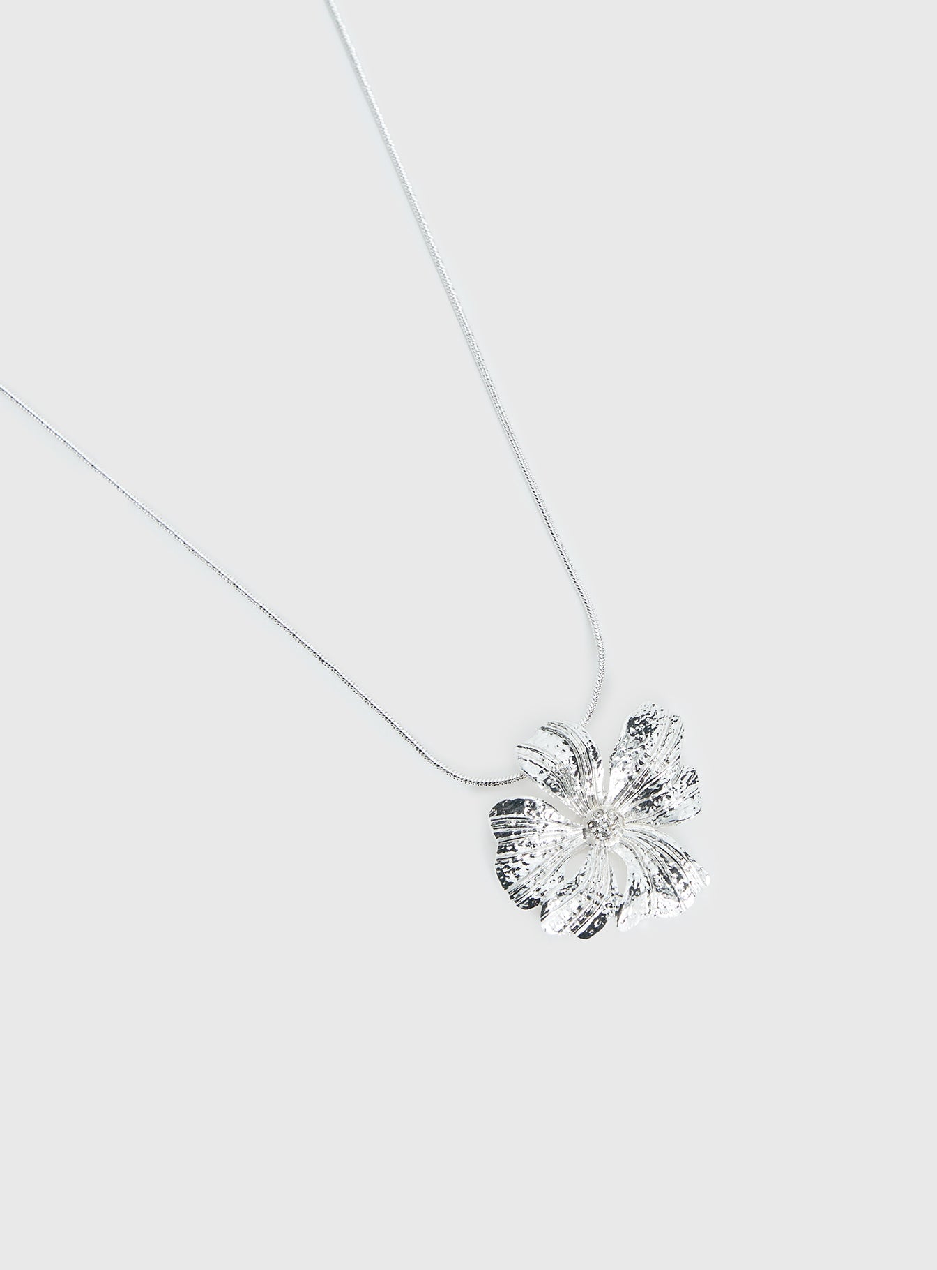 Wish Me Luck Flower Pendant Necklace Silver