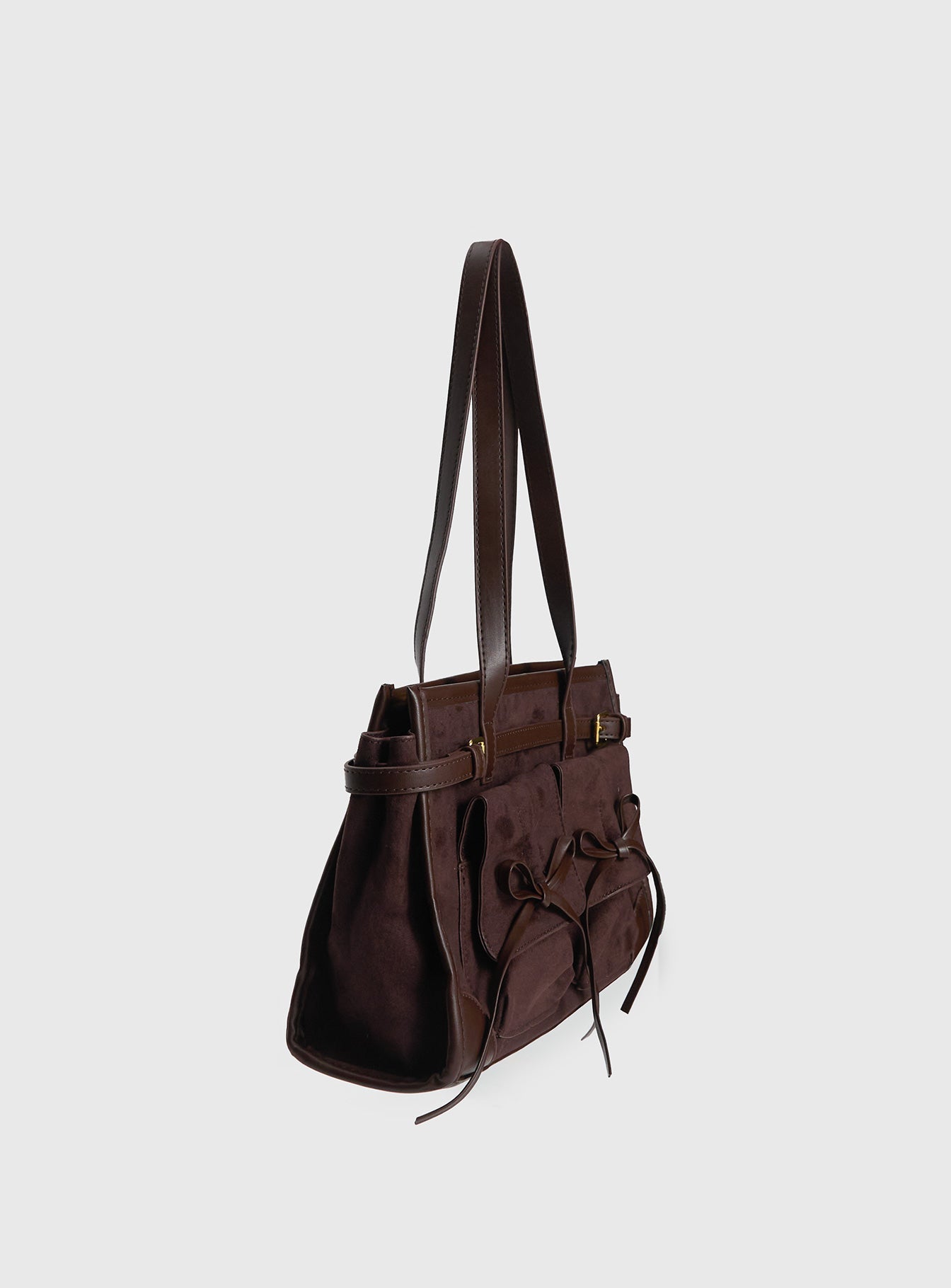 Beaming Bow Detail Shoulder Bag Brown