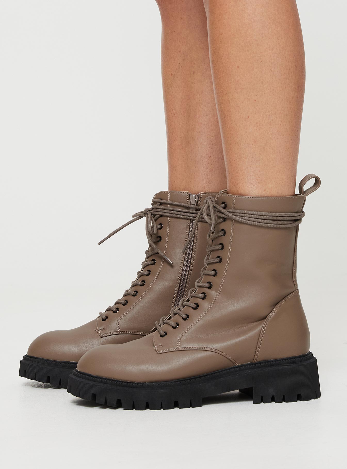 Tailor Lace Up Boots Taupe