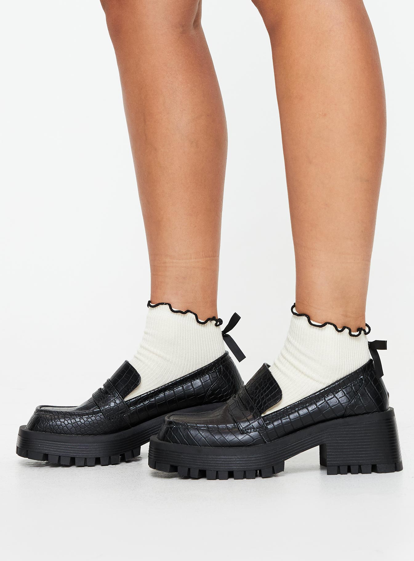 Reina Loafers Black Croc