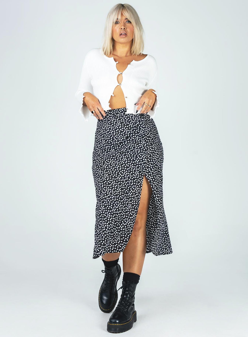 Mabel Midi Skirt Black/White