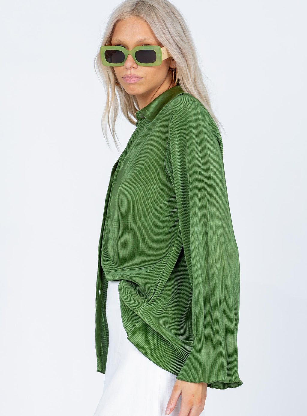 Taina Pleated Shirt Green