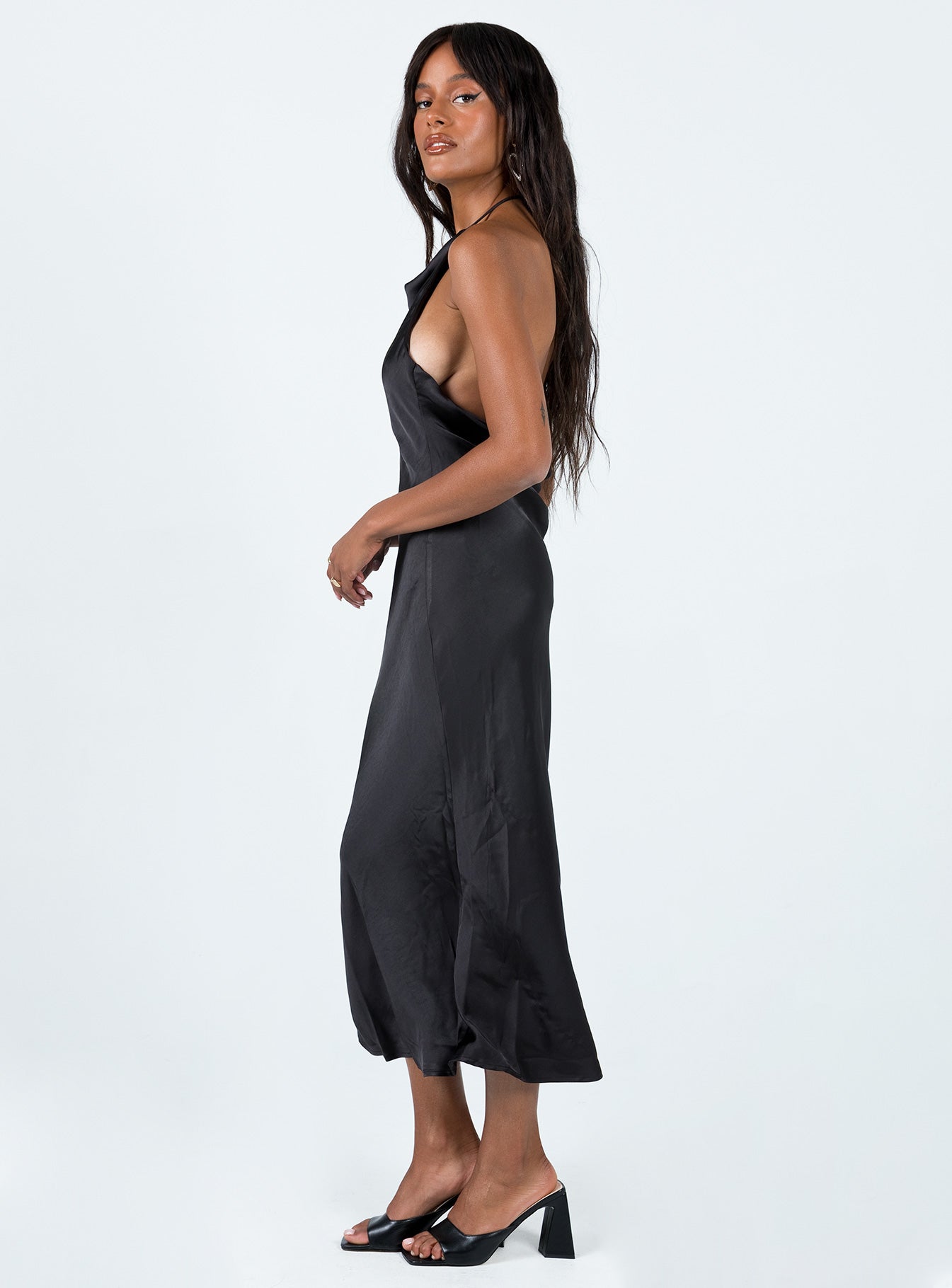 Broughton Halter Midi Dress Black