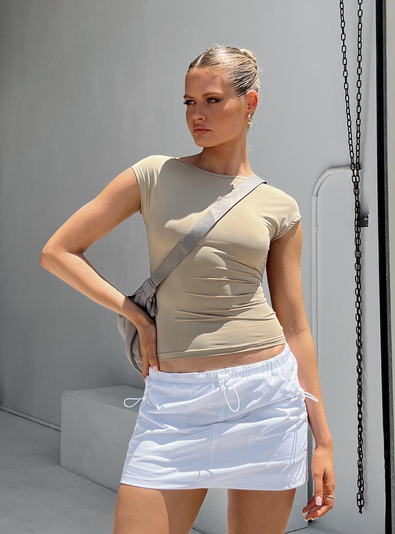 Valery Parachute Mini Skirt White