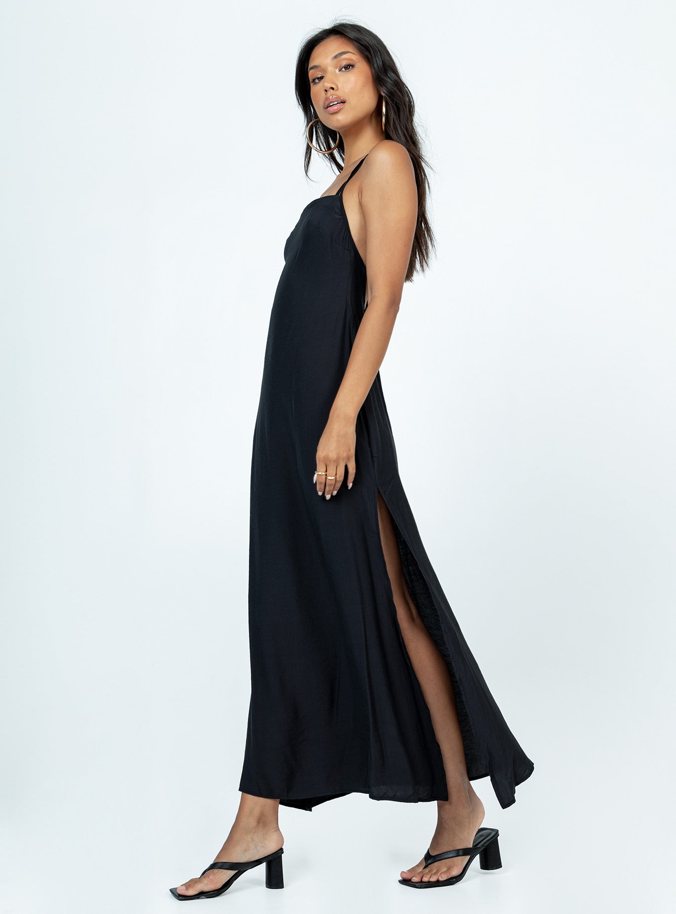 Angela Tie Maxi Dress Black