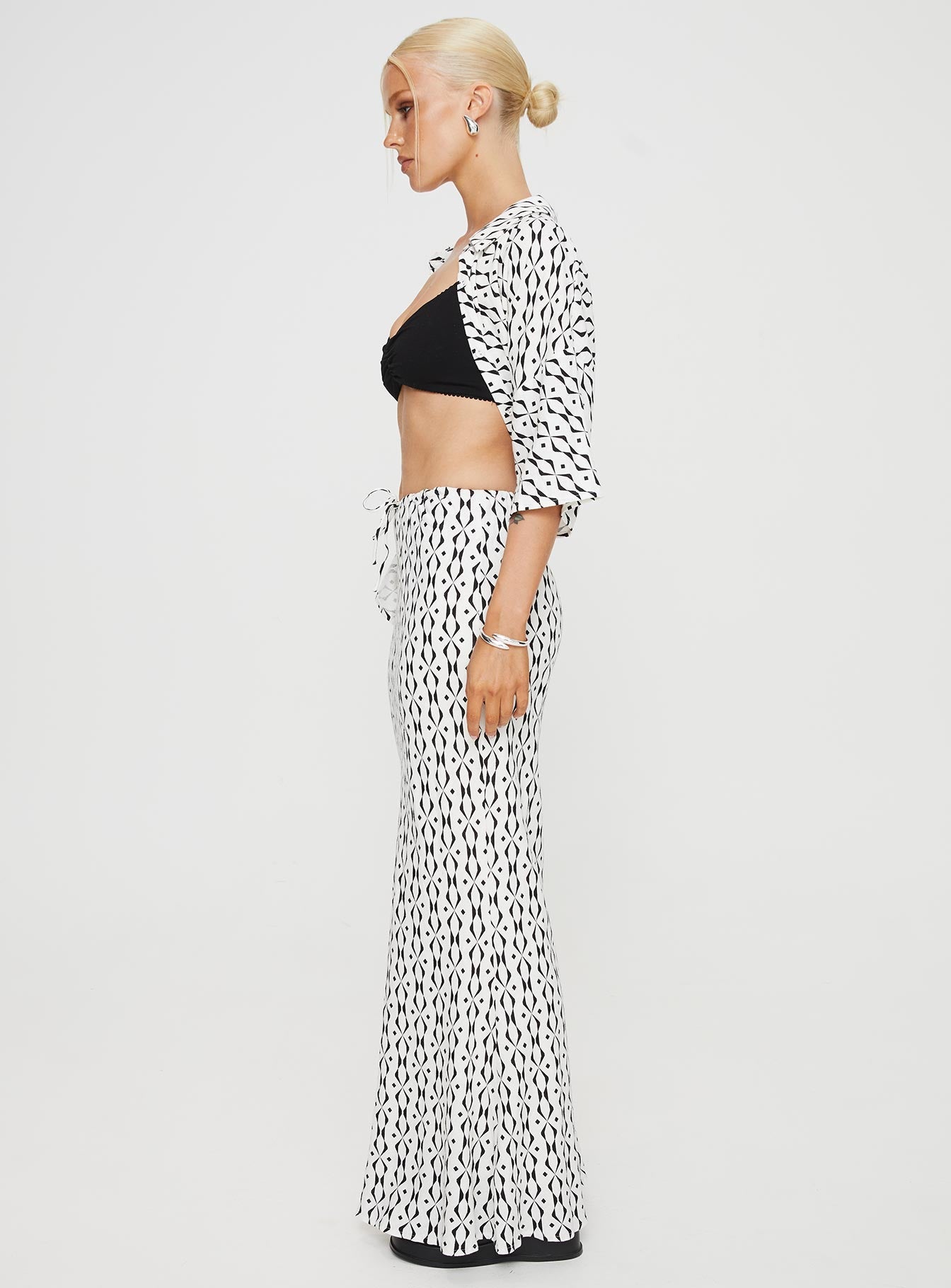 Mercer Linen Blend Maxi Skirt Black / White