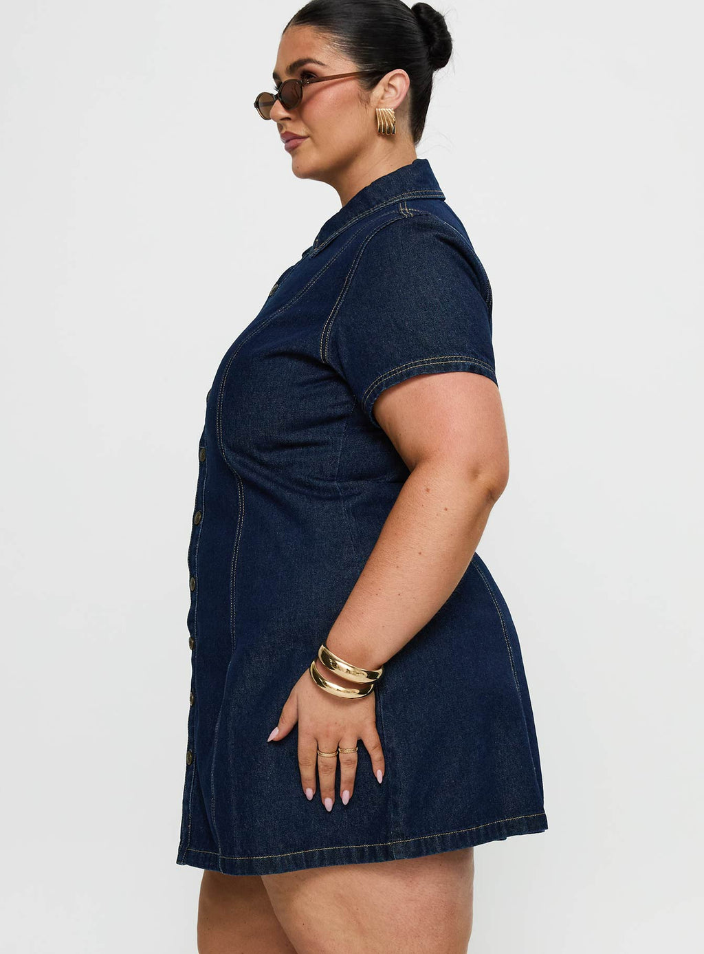 Perception Denim Mini Dress Mid Wash Curve