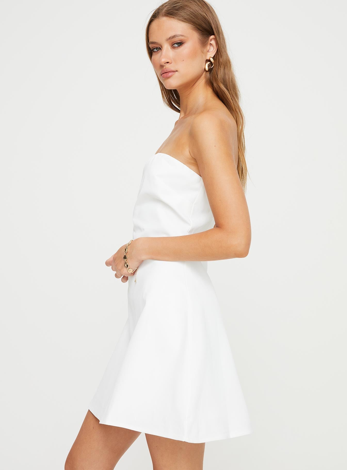 Ostro Strapless Mini Dress White