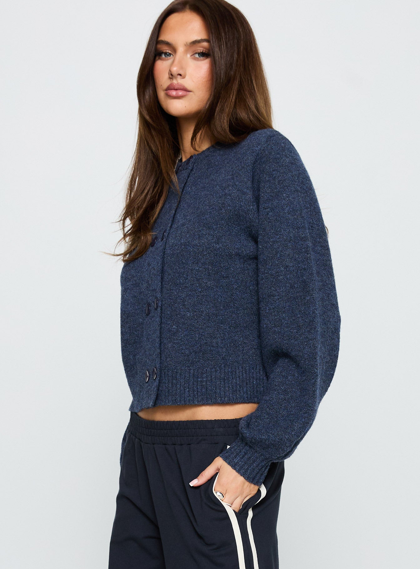 Kammi Button Up Cardigan Navy