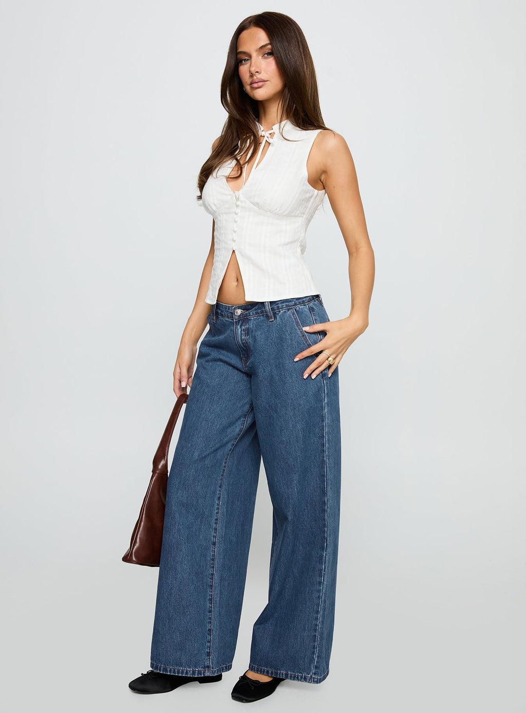 Hyde Low Rise Wide Leg Jeans Mid Blue