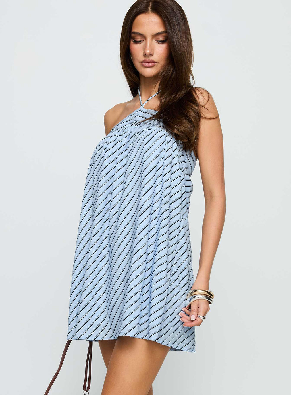 Moonlit Mini Dress Blue Stripe