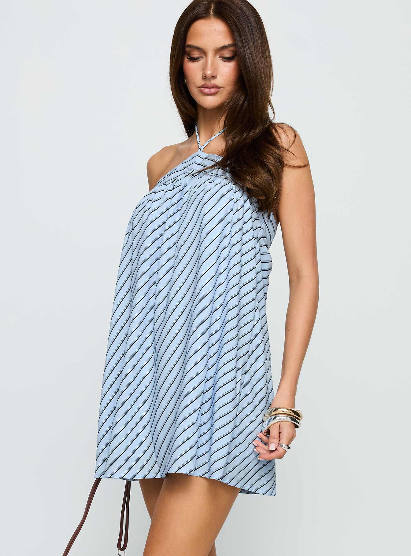 Moonlit Mini Dress Blue Stripe